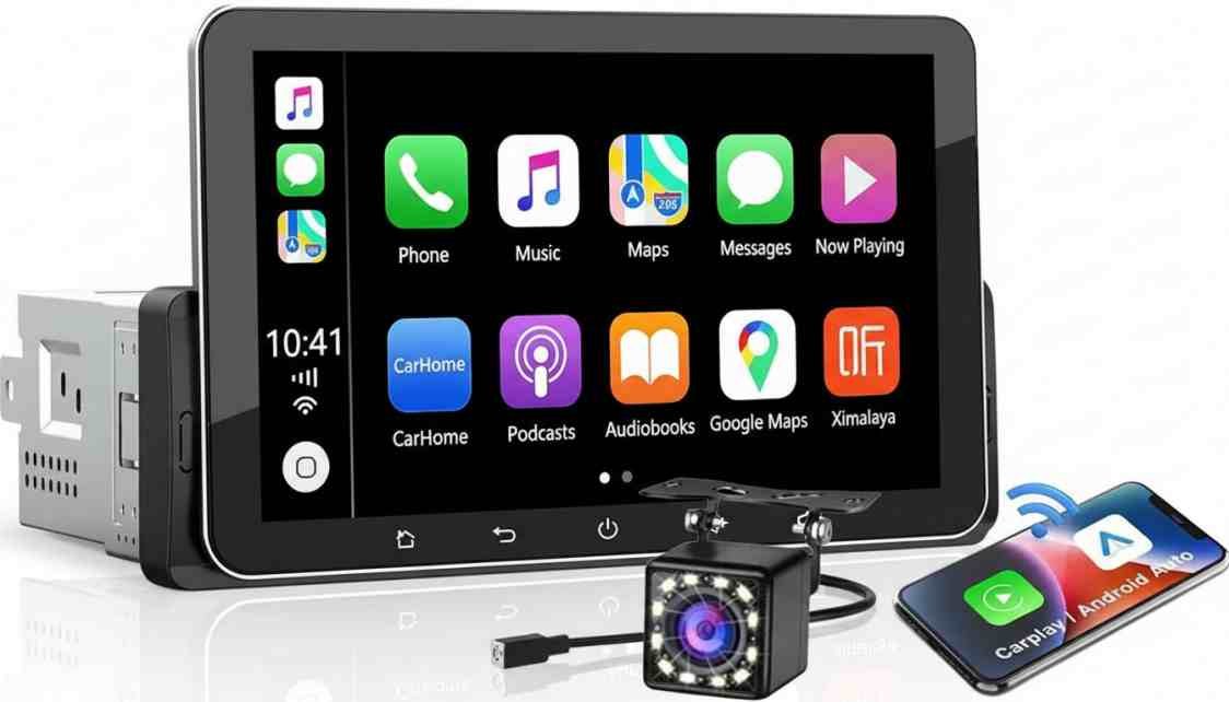 Central Multimídia FINYQBET com Tela Touch HD 7 Polegadas, Carplay sem Fio e Câmera de Ré