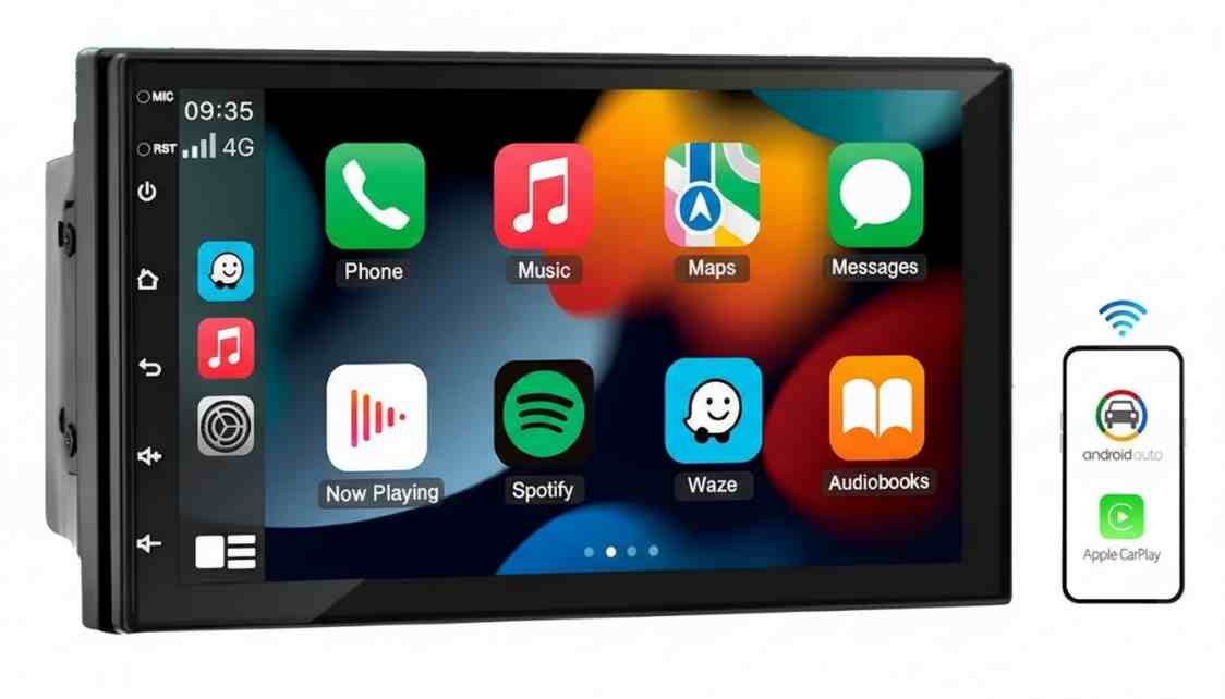 Central multimídia H-TECH MP5 Universal 2 DIN de 7 polegadas com painel IPS