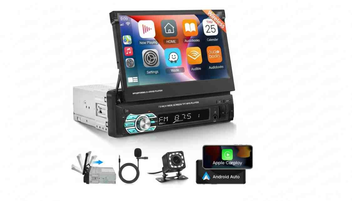 Central Multimídia FINYQBET com CarPlay e Tela Sensível de 7 Polegadas