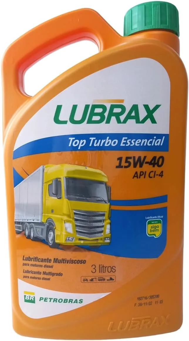 3 Litros de Óleo Para Motor Diesel Extra Turbo 15W40 CG4 Lubrax
