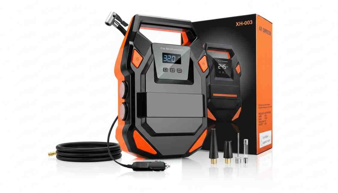 Compressor de ar automotivo Haisar 12 V com luz de LED