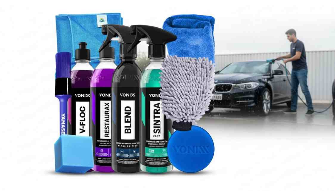 Kit de lavagem autotmotiva Vonixx Blend Spray Black + Sintra Fast + V-Floc Shampoo + Restaurax