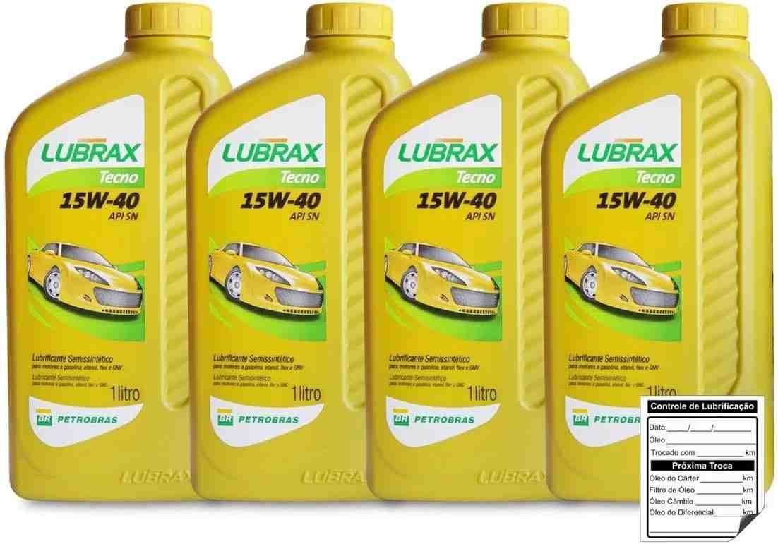 Kit Troca de Óleo Lubrax 15w40 API SN Semi Sintético para Motor 4 Litros