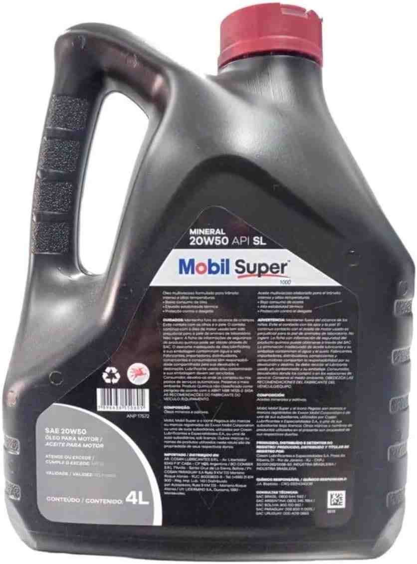 Mobil Super Óleo Mineral 20W-50 API SL/SJ 4 Litros Genérico