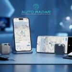 mini rastreadores inteligentes e smartphones exibindo mapas