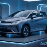 byd dolphim na cor cinza numa garagem hight tech
