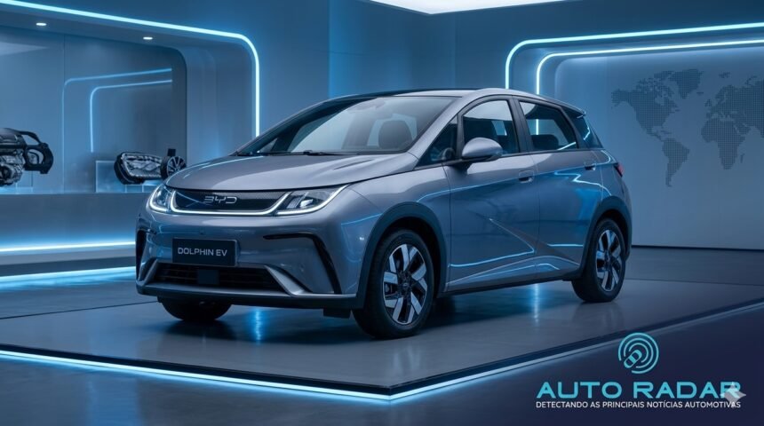 byd dolphim na cor cinza numa garagem hight tech