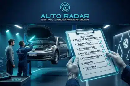 Oficina onde um automovel está num macaco hidraulico, onde está sendo observado