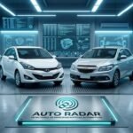 numa garagem high tech, lado a lado, hb20 branco e onix prata