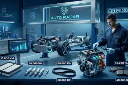 oficina apresentando mecanico reparando o bloco de um motor, enquanto no macaco hridáulico, repousa parte de um automóvel desmontado